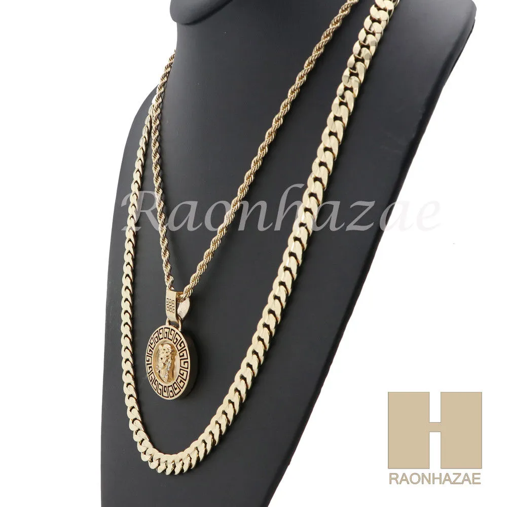 JESUS ROUND ROPE CHAIN DIAMOND CUT 30" CUBAN LINK CHAIN NECKLACE S012