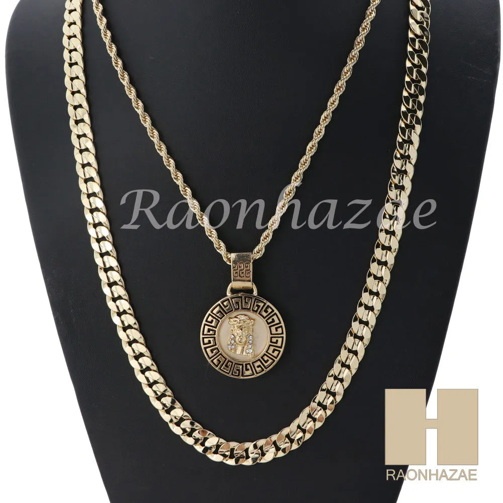 JESUS ROUND ROPE CHAIN DIAMOND CUT 30" CUBAN LINK CHAIN NECKLACE S012