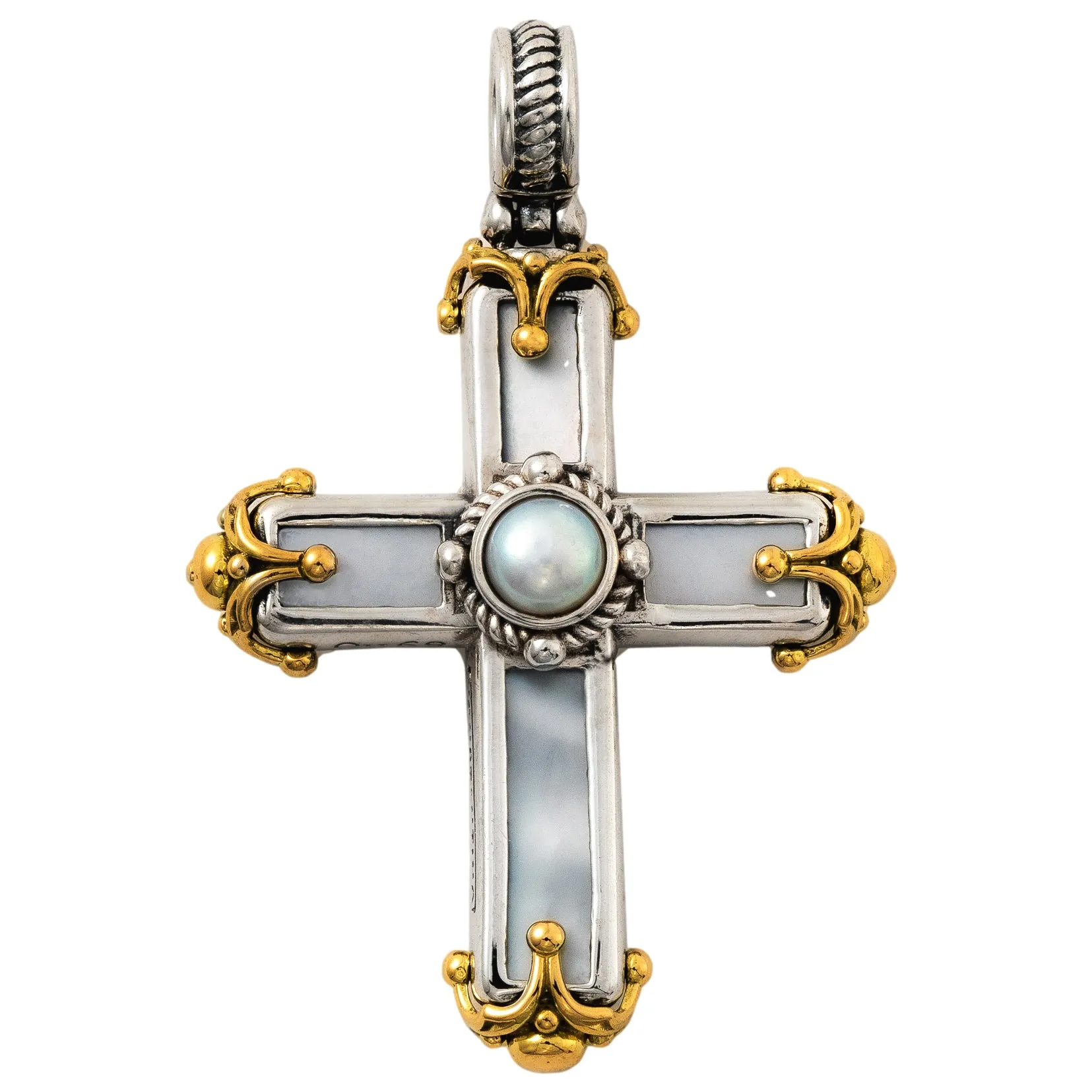 Konstantino Sterling Silver & Gold Cross Pendant, Hestia Collection