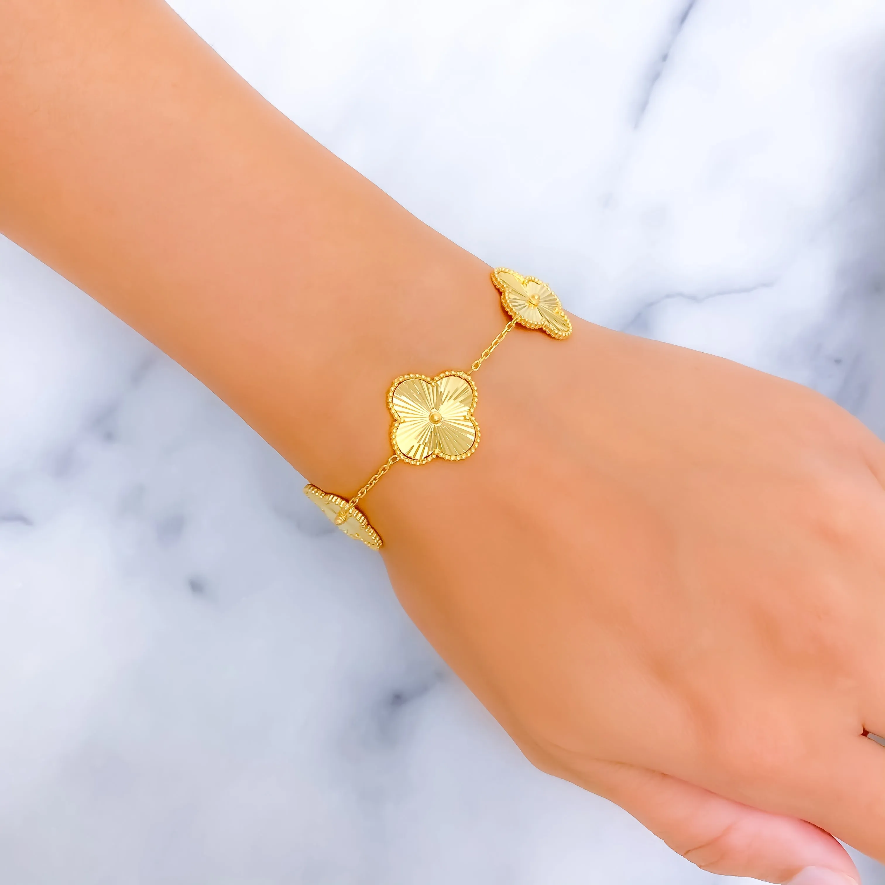 Large 21k Gold Multi-Clover Bracelet