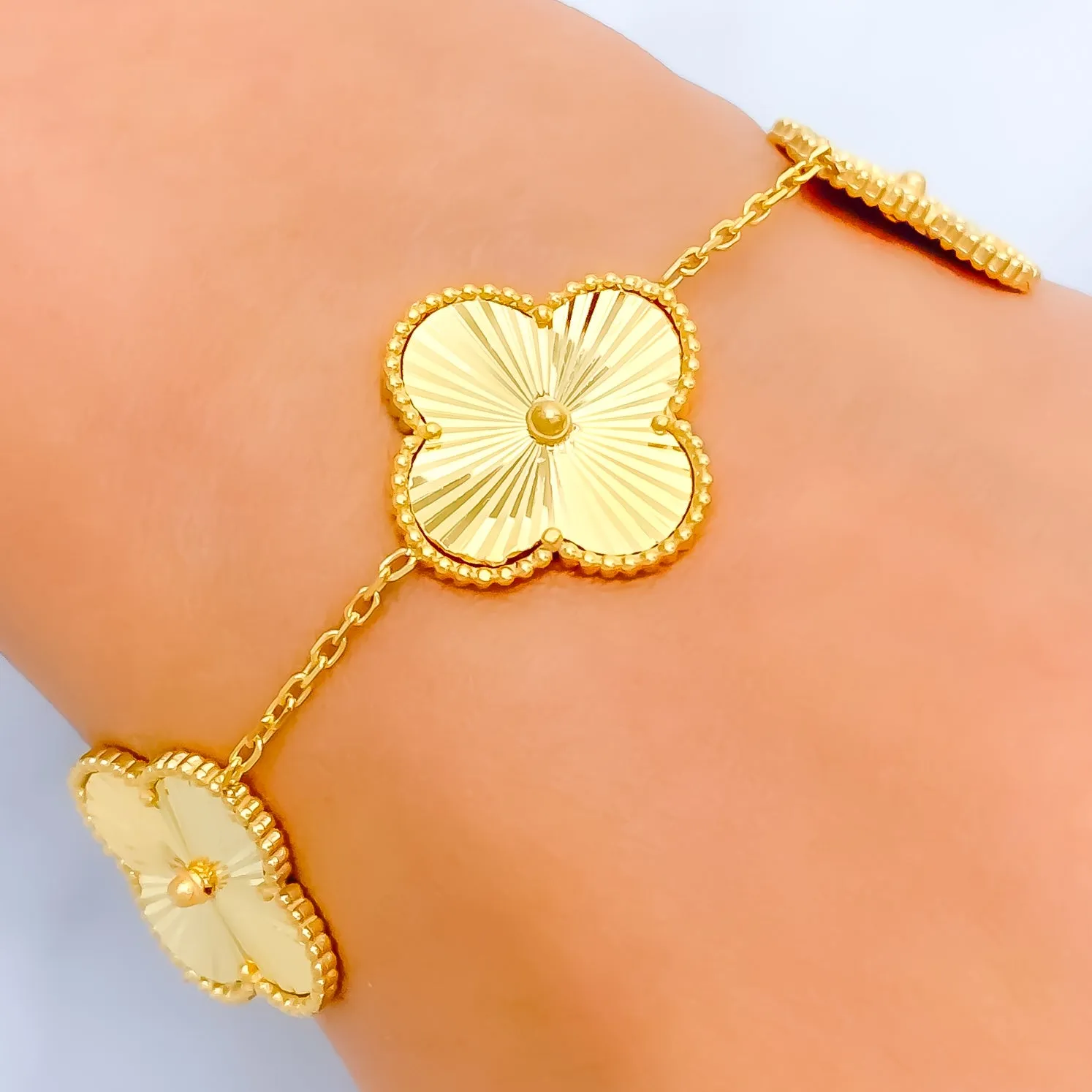 Large 21k Gold Multi-Clover Bracelet