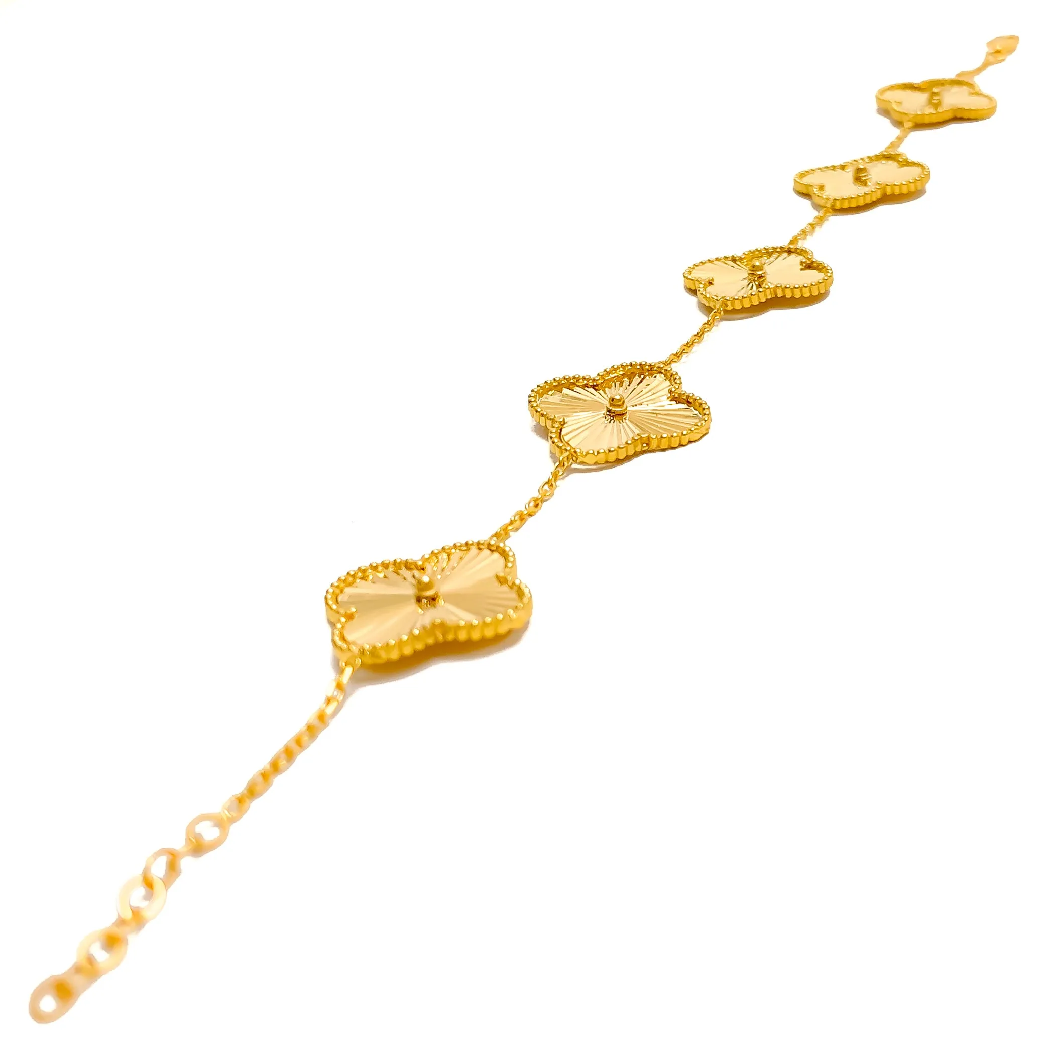 Large 21k Gold Multi-Clover Bracelet