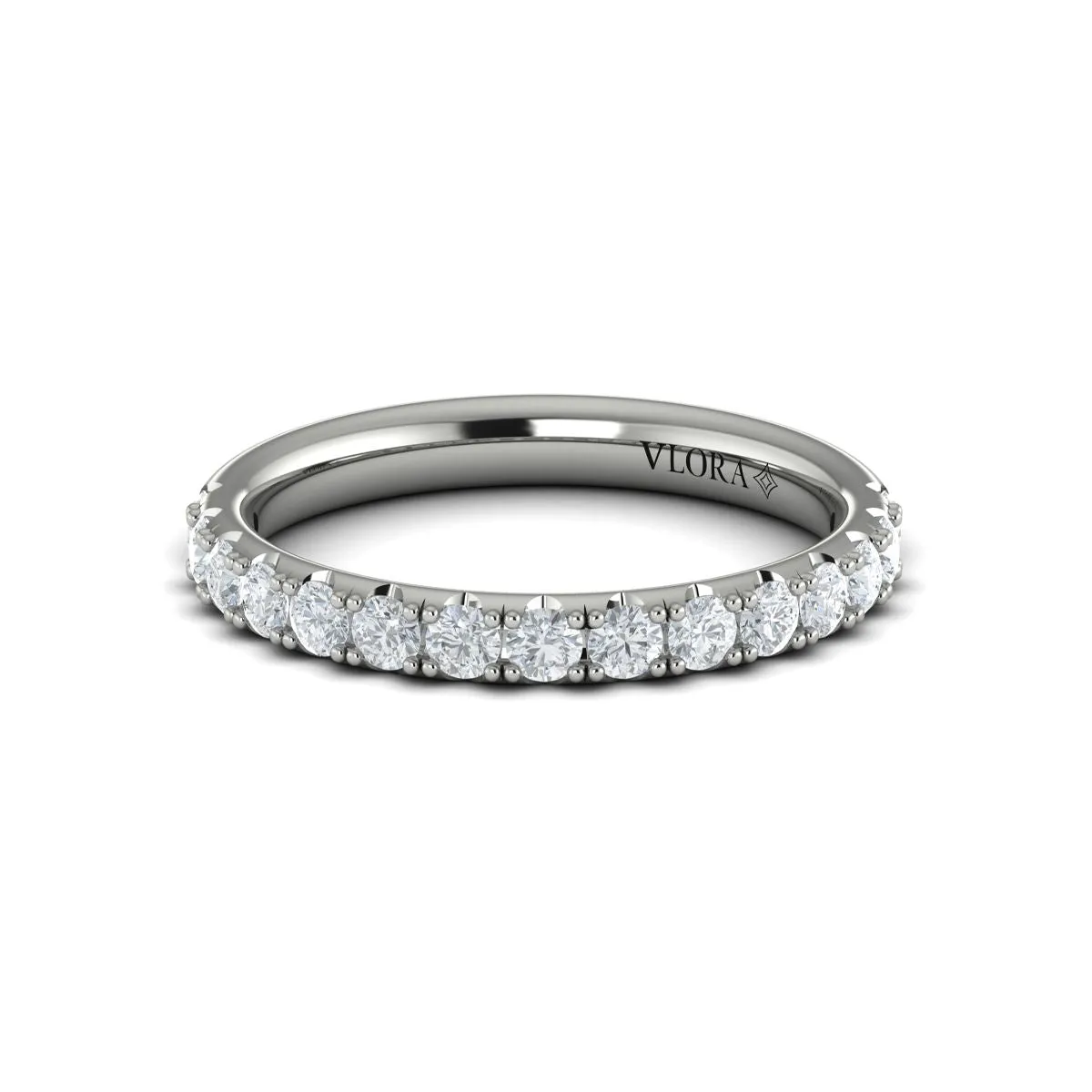 Large Diamond French Set Band in 14K White Gold