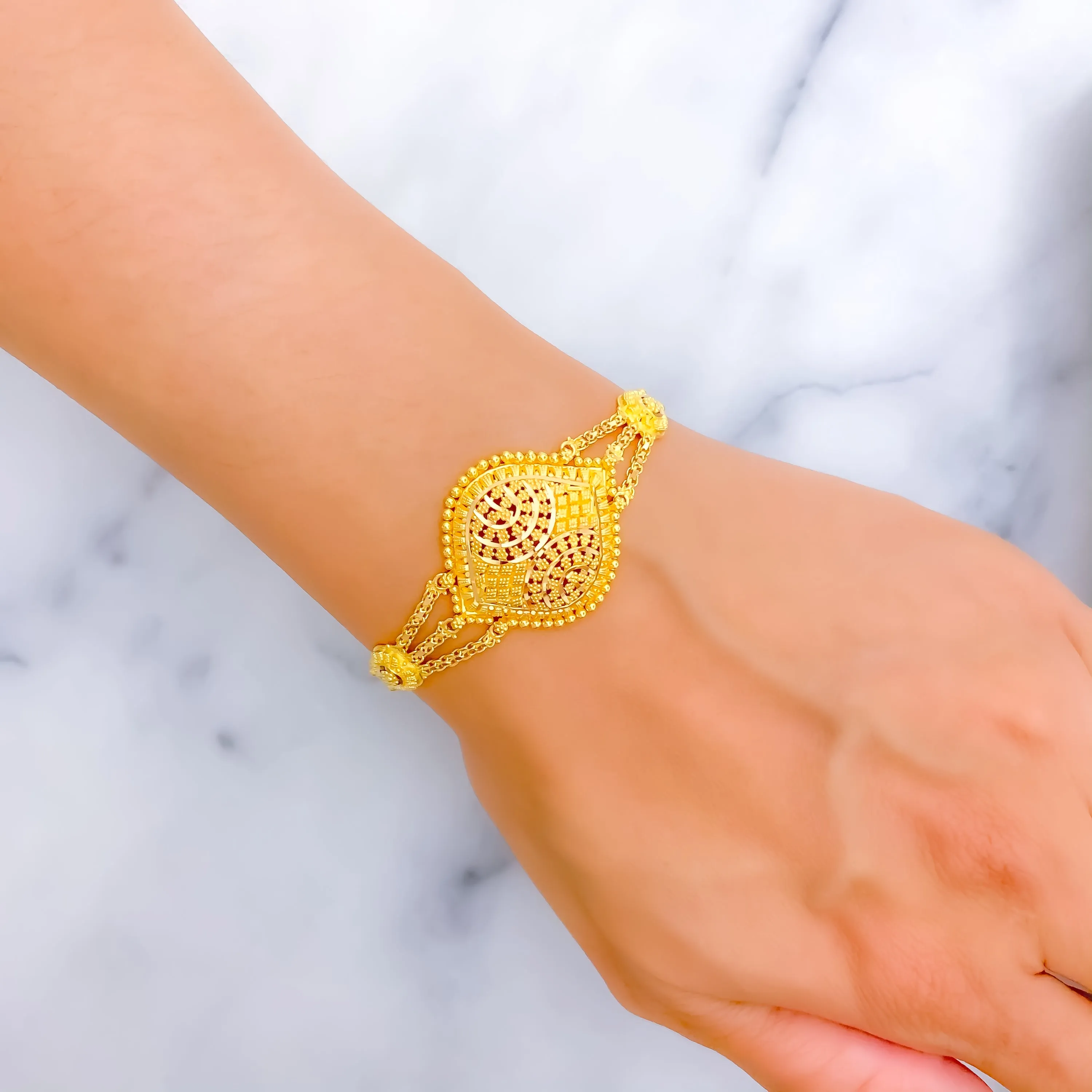 Lavish Elevated 22k Gold Semi-Statement Bracelet
