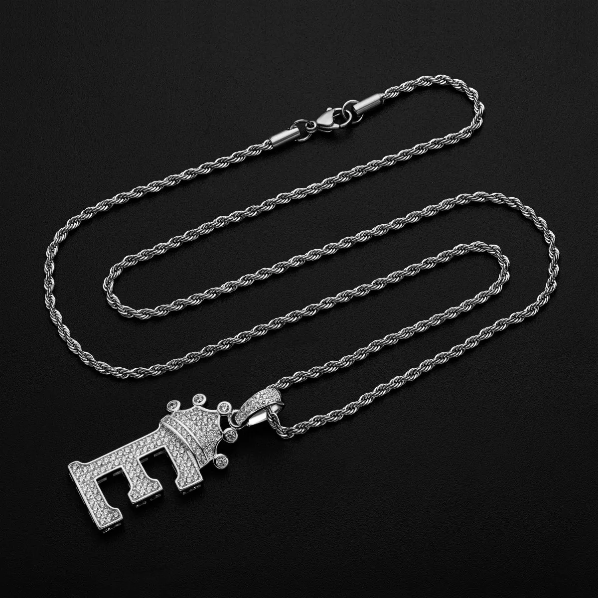 Letter E Initial Pendant Necklace With Rope Chain 24''