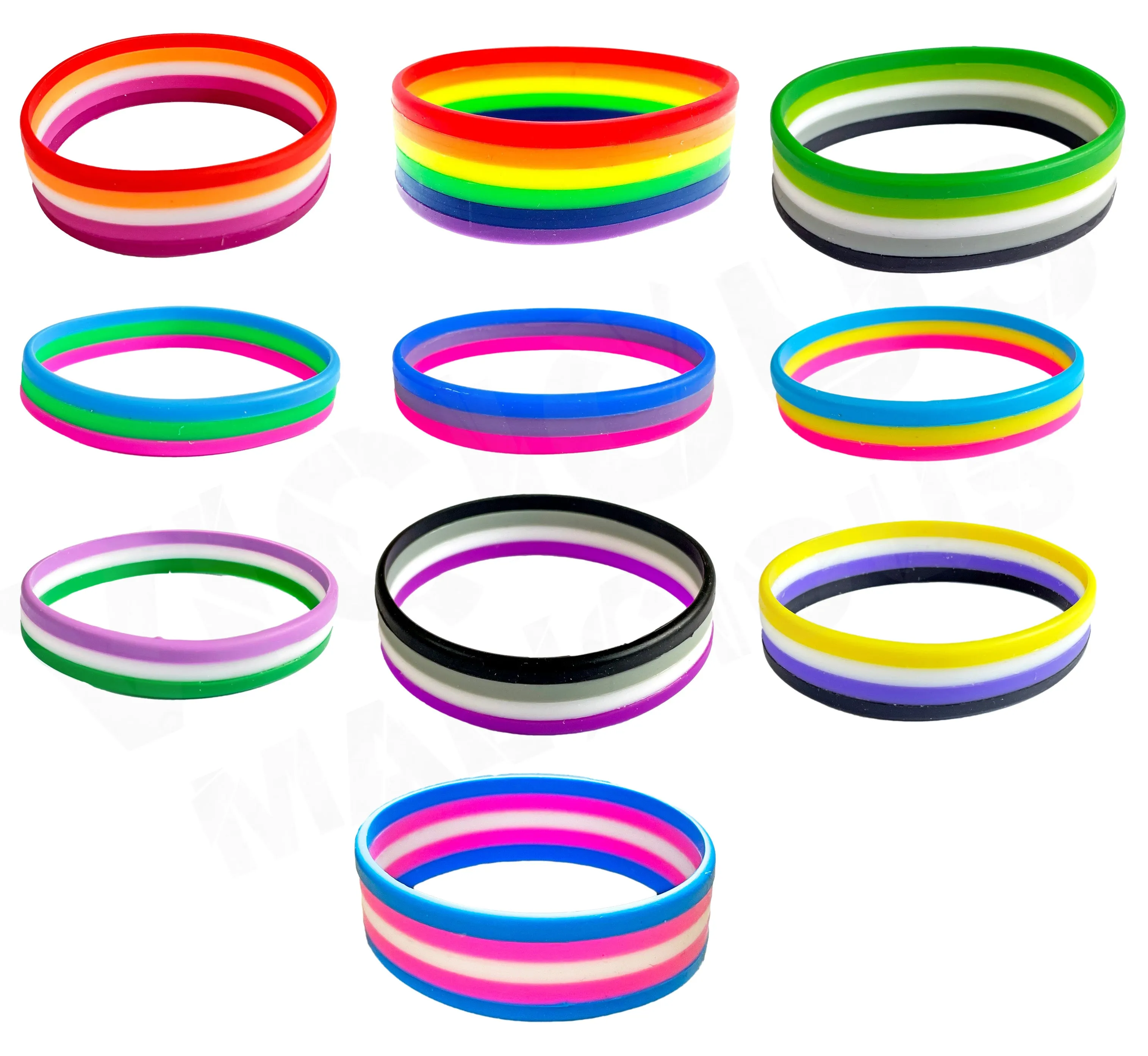 LGBTQ Pride Flag Gummy Silicone Wristband Bracelets Gay Lesbian Trans