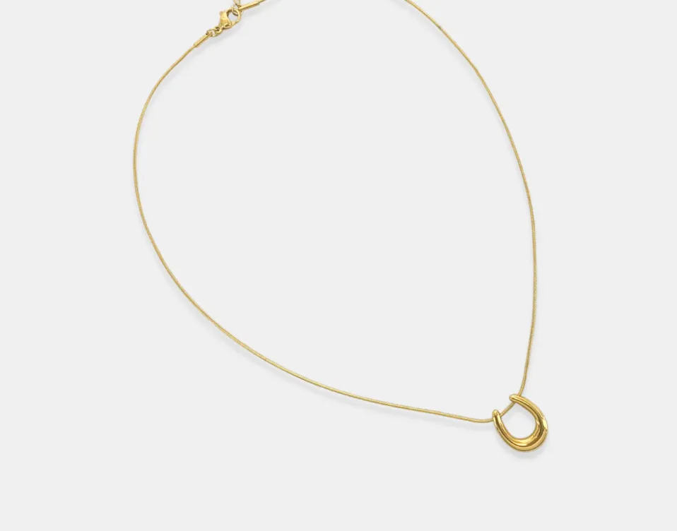 Lucky Horseshoe Gold Pendant Necklace