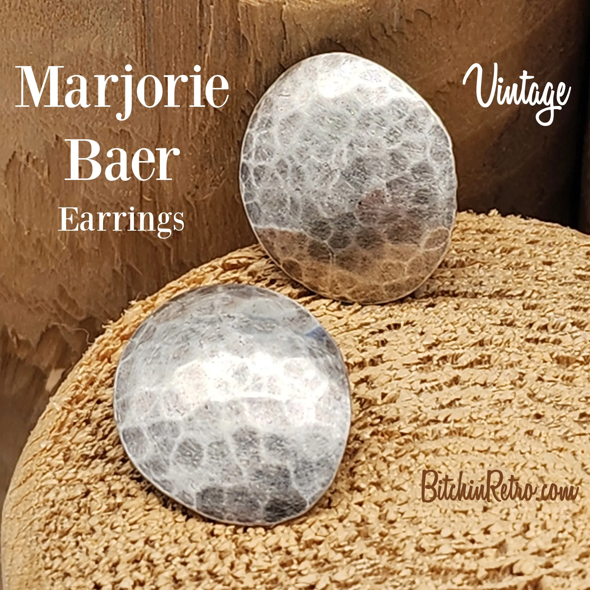 Marjorie Baer Vintage Earrings With Hammered Finish