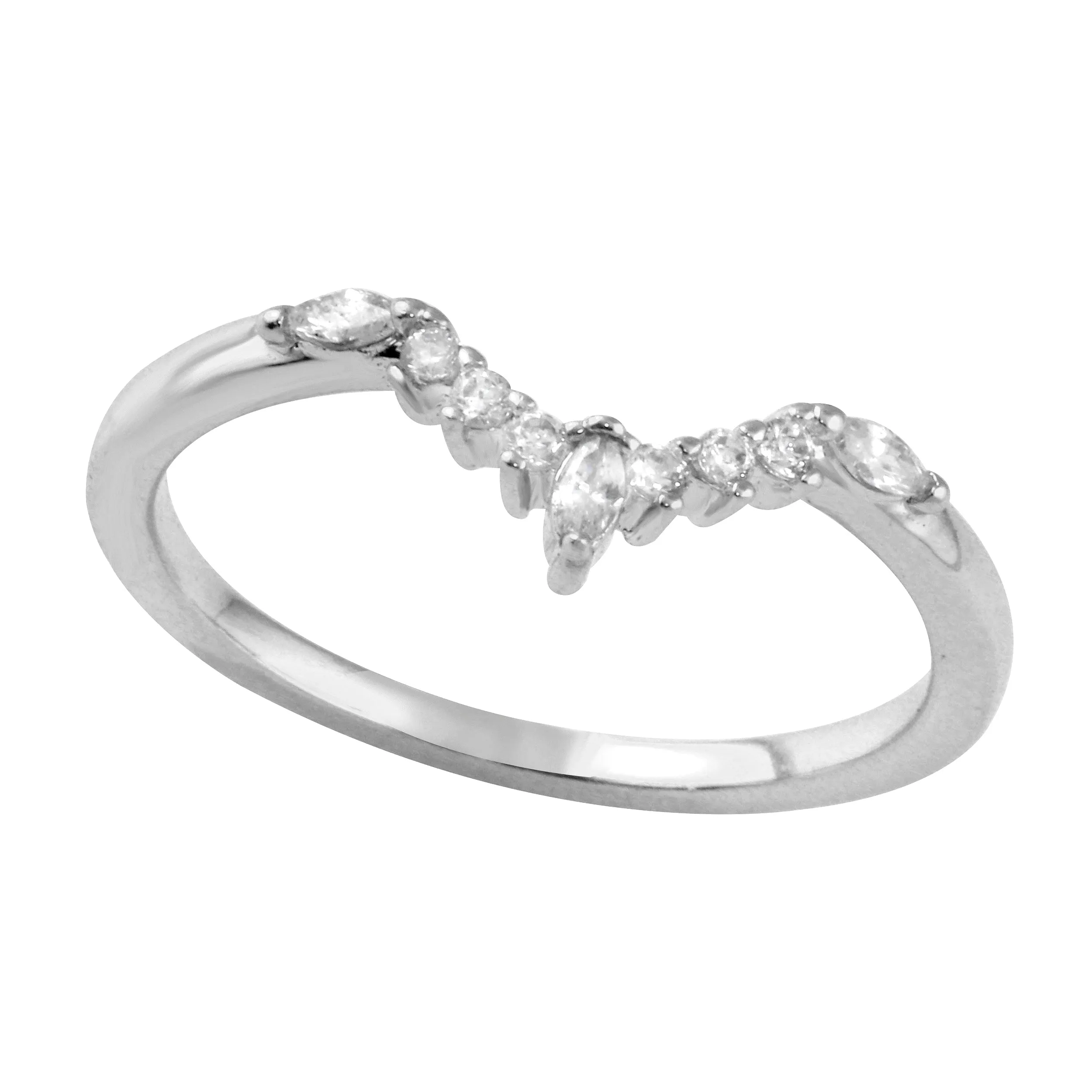 Marquise and Round Diamond Tracer Wedding Band