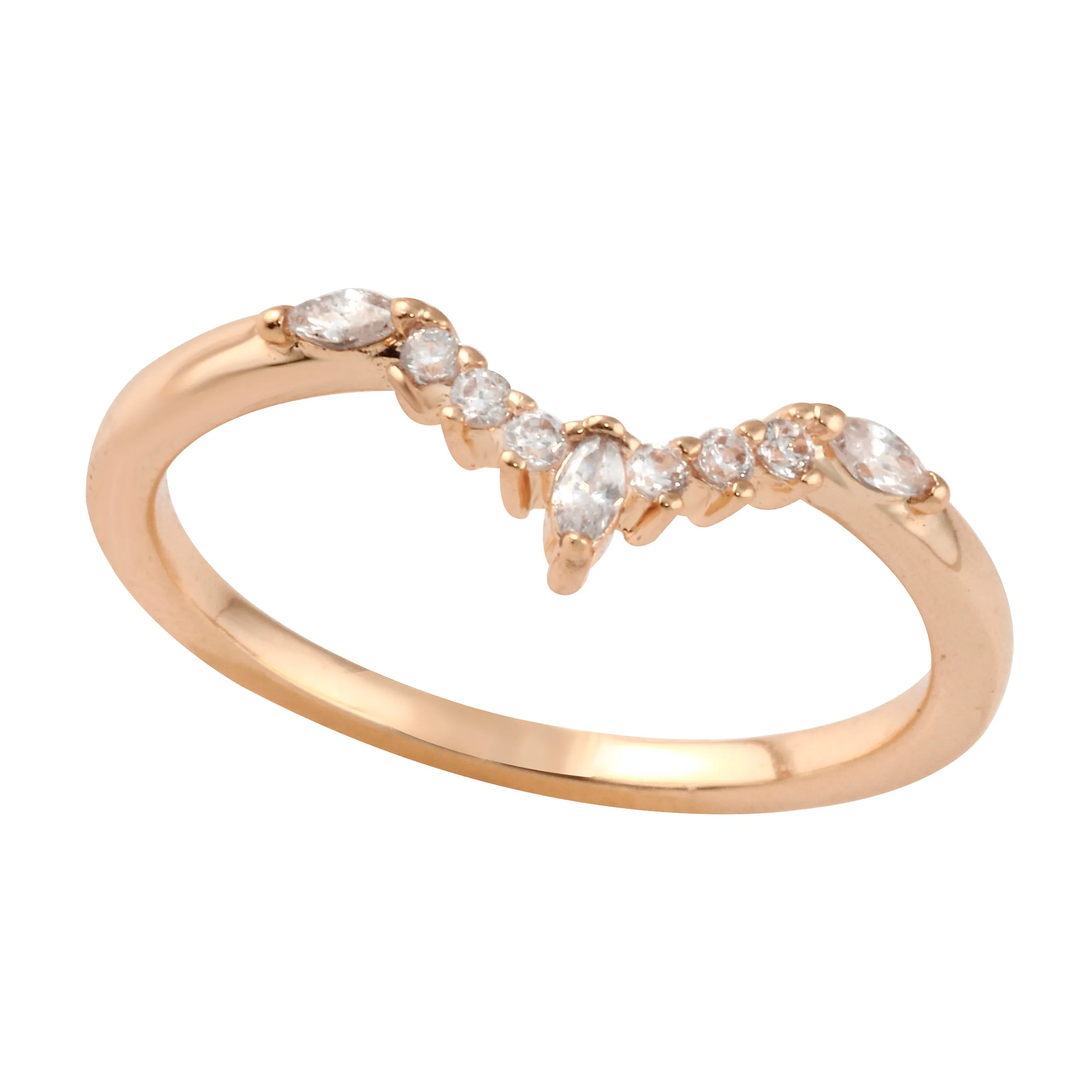Marquise and Round Diamond Tracer Wedding Band