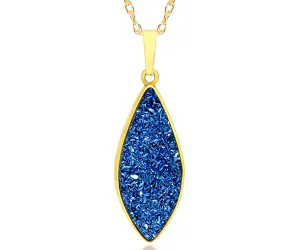 Marquise Blue Druzy 14k Vermeil Necklace