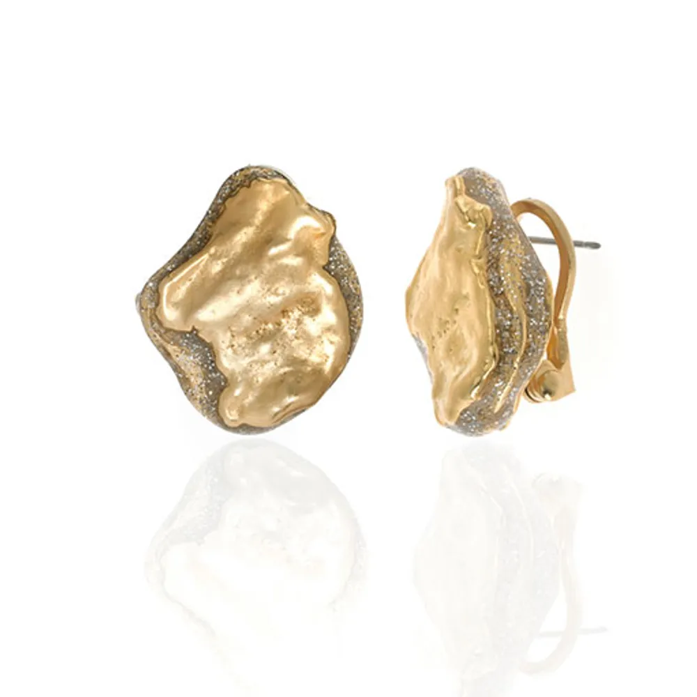 Matte Gold Tone Clip Earring