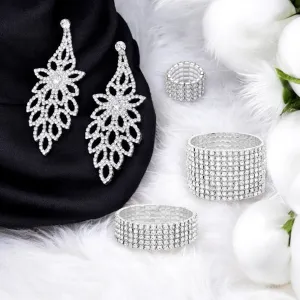 MAYA - Clear 4 piece rhinestone jewelry set