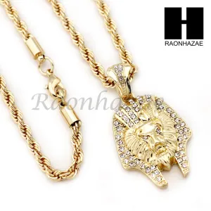 MEN KING TUT ROPE DIAMOND CUT 30" CUBAN LINK CHAIN NECKLACE SET SS01G