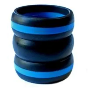Men's 8mm Blue Line Combo Silicone Bands, Size 11 (91632)