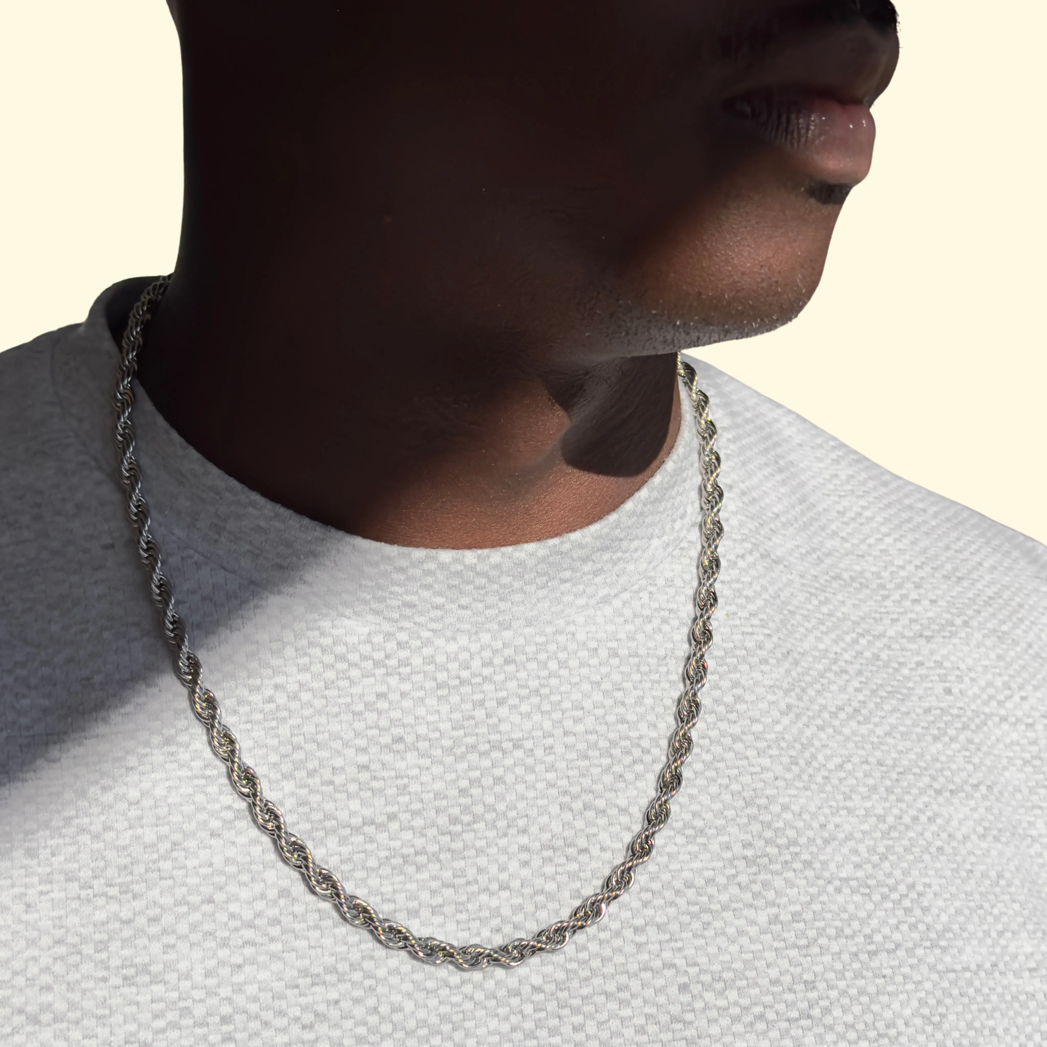 Men's Silver Rope Chain Necklace