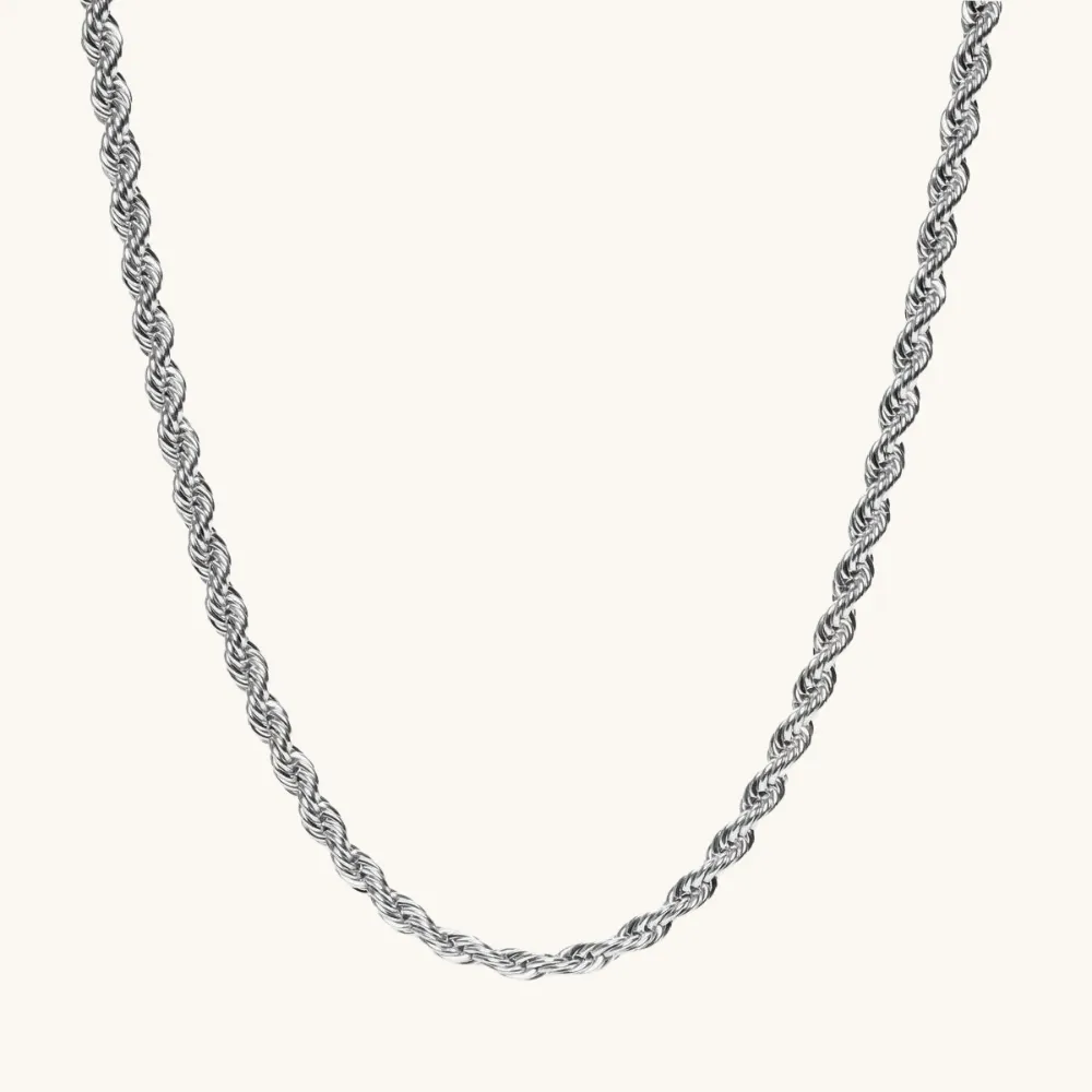 Men's Silver Rope Chain Necklace