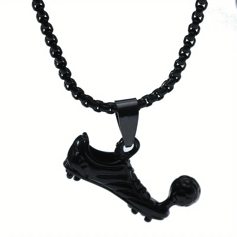 Men's Soccer Pendant Silver Necklace Sporty Pattern Necklace
