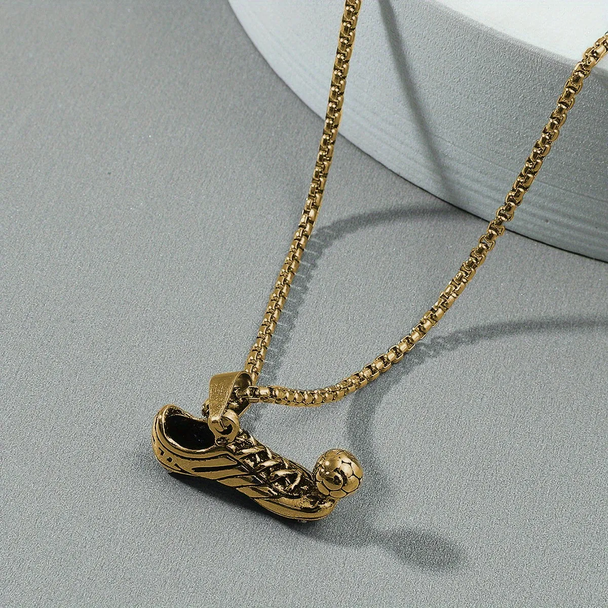 Men's Soccer Pendant Silver Necklace Sporty Pattern Necklace