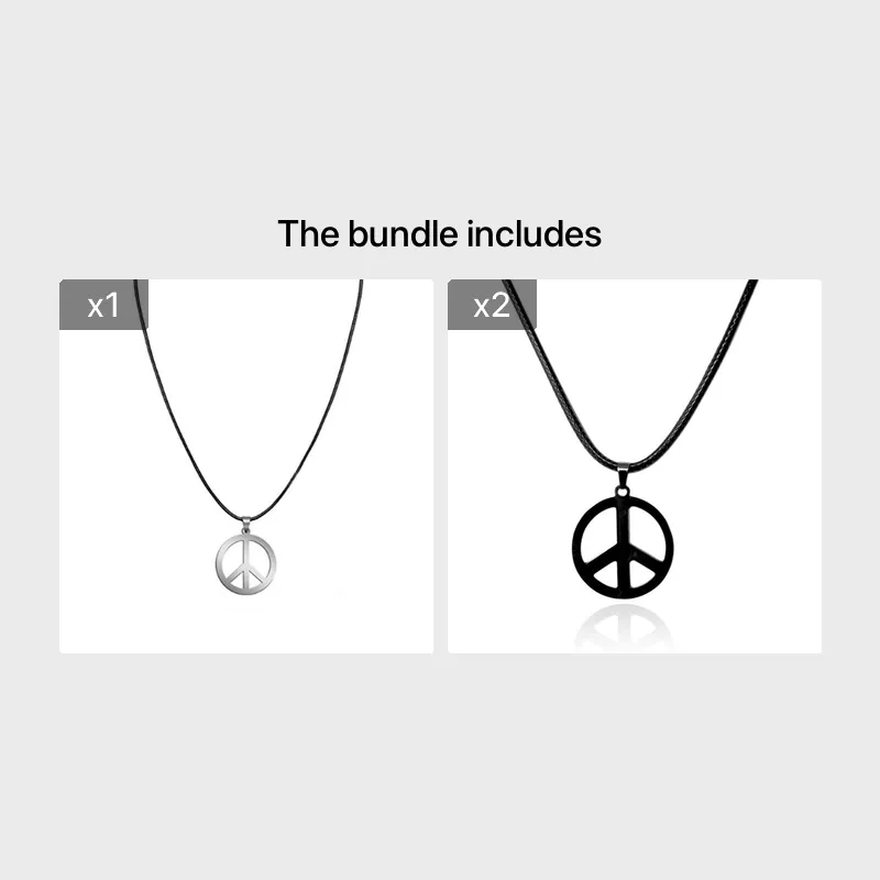 Men's Stainless Steel Peace Symbol Pendant Necklace