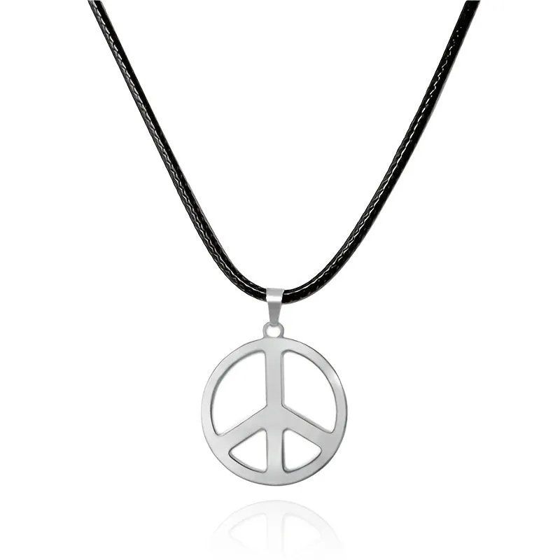 Men's Stainless Steel Peace Symbol Pendant Necklace