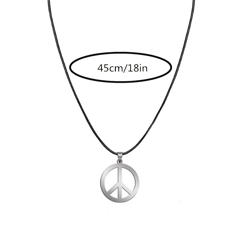 Men's Stainless Steel Peace Symbol Pendant Necklace