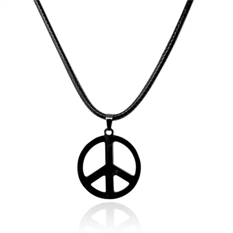 Men's Stainless Steel Peace Symbol Pendant Necklace