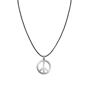 Men's Stainless Steel Peace Symbol Pendant Necklace