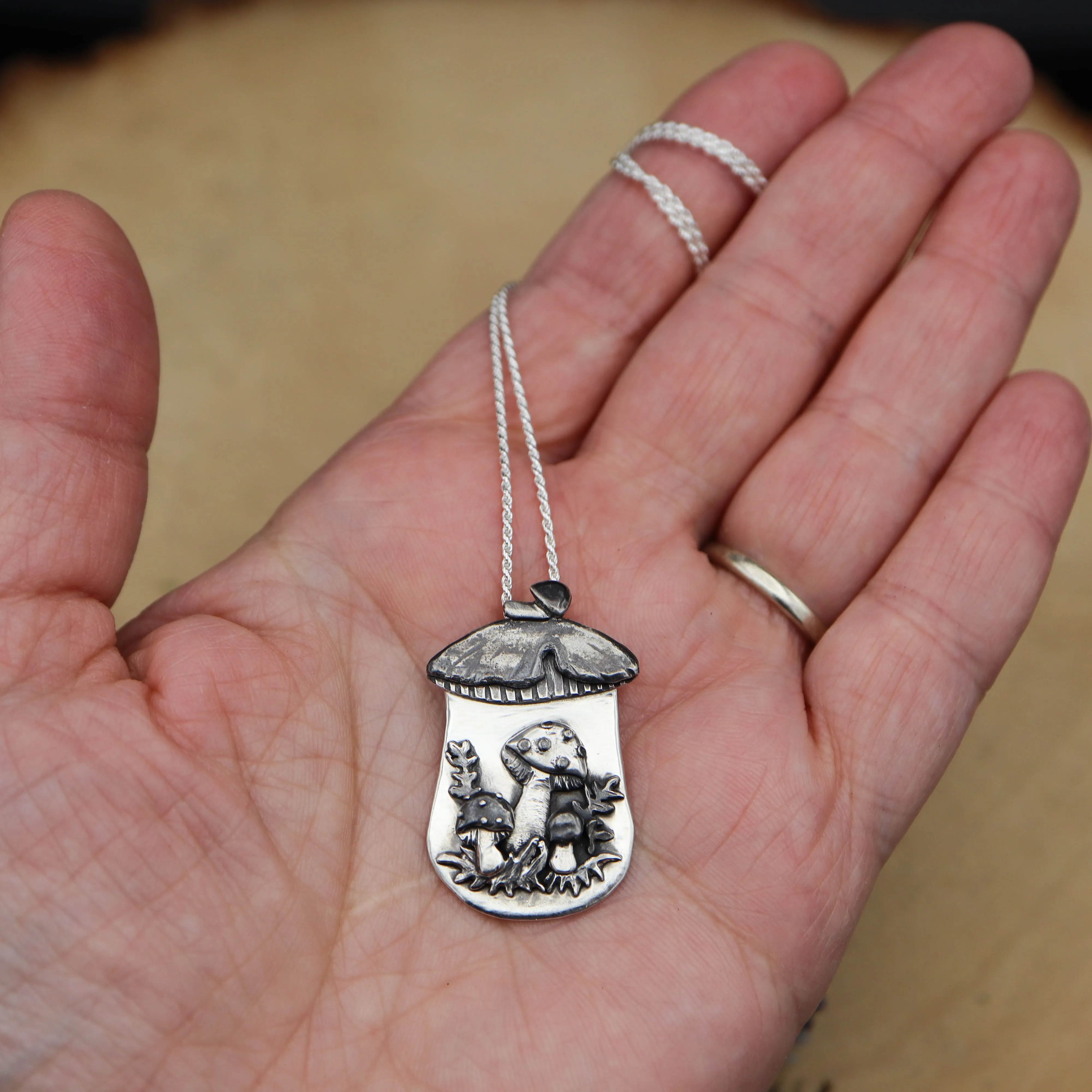 Merry Mushroom Necklace and Earrings
