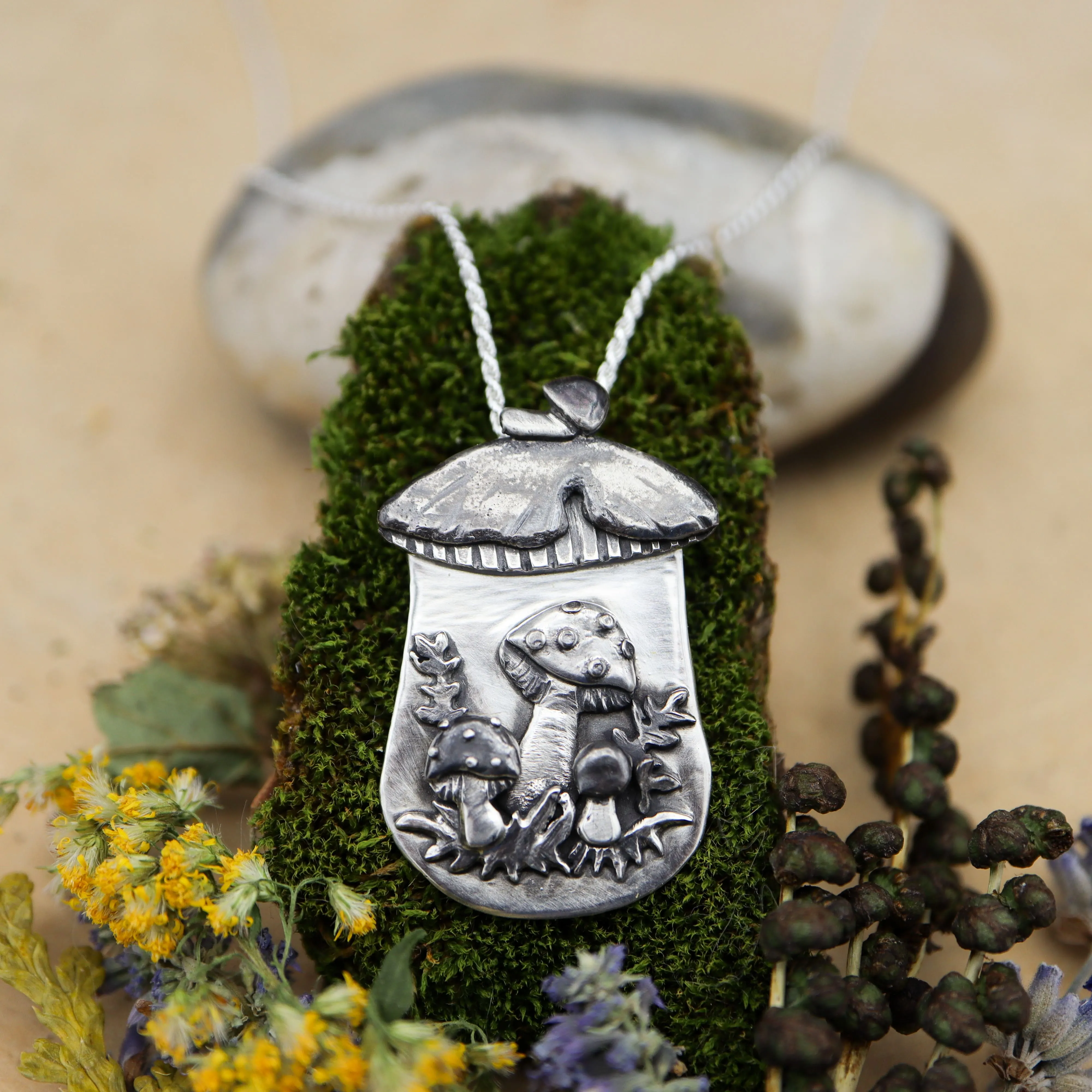 Merry Mushroom Necklace and Earrings