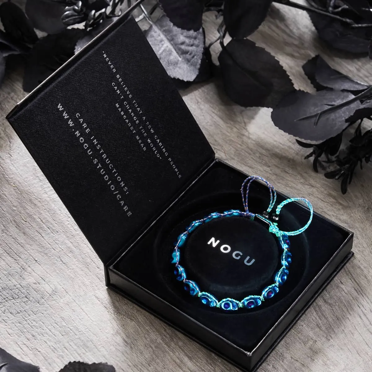 Midnight Mirage | Cobalt Skulls x Blue GloWeave | Macrame Bracelet