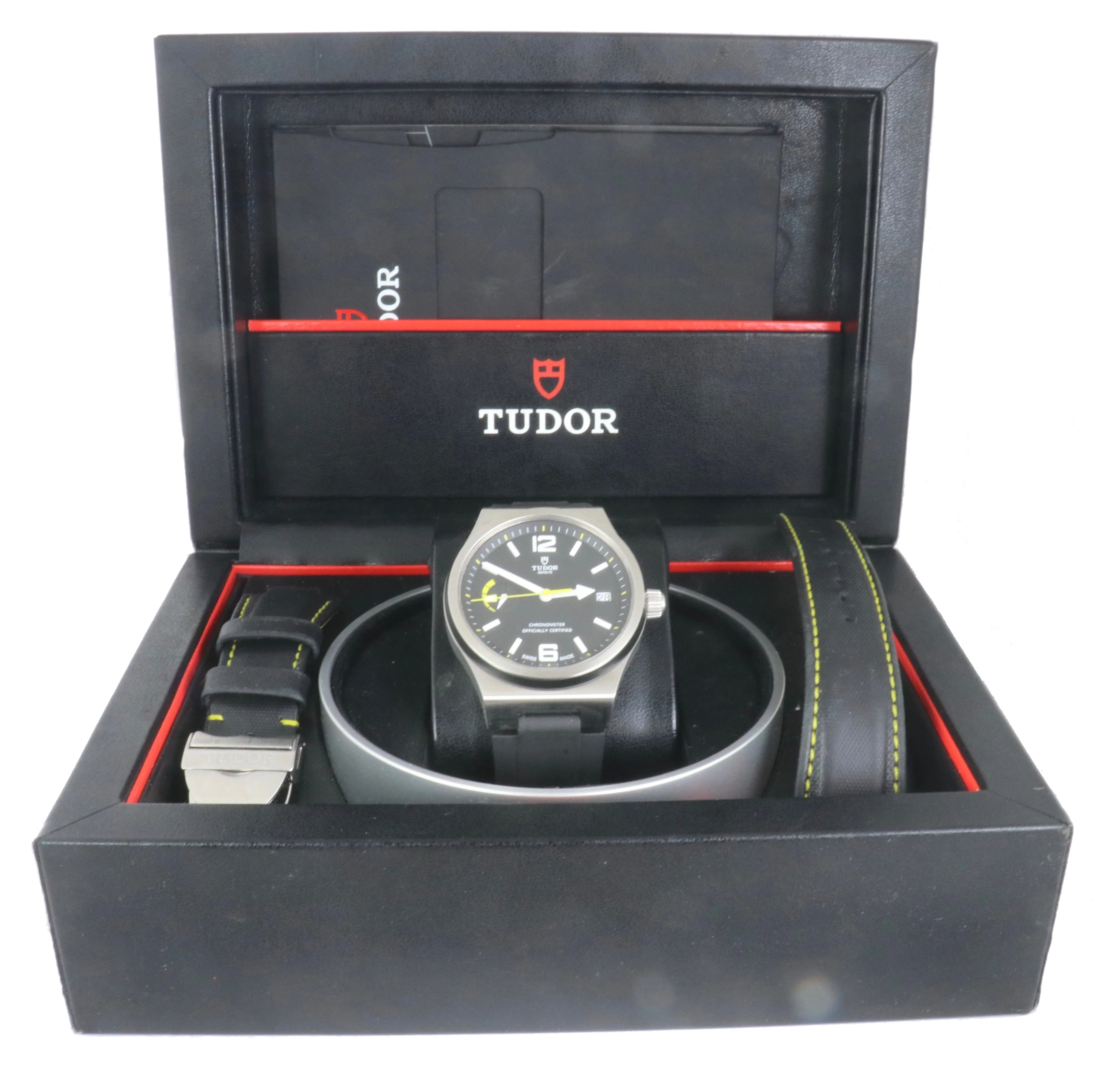 MINT Tudor North Flag Black Yellow 91210 Stainless Power Reserve 40mm Watch