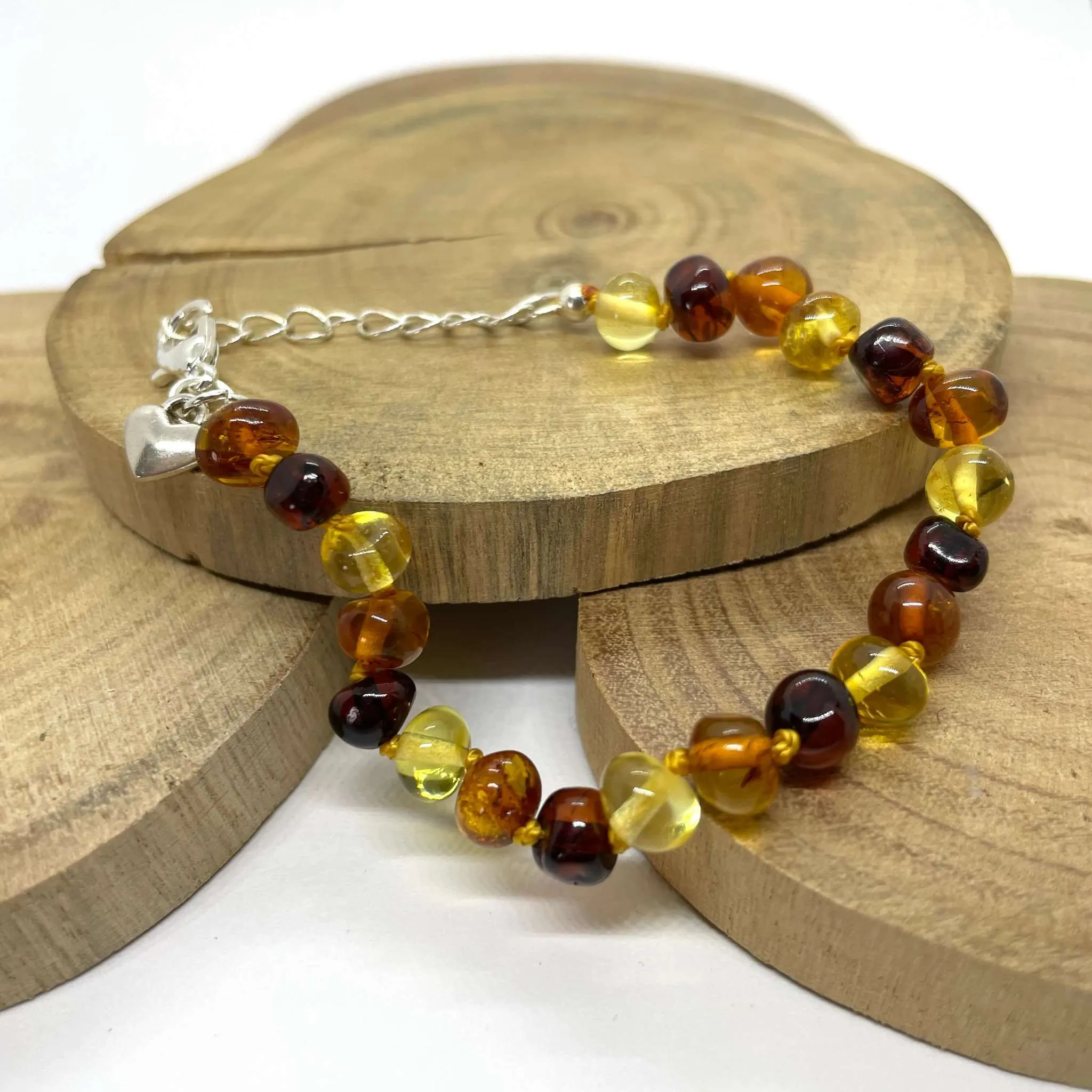 Mixed Coloured Baroque Style Amber Bracelet