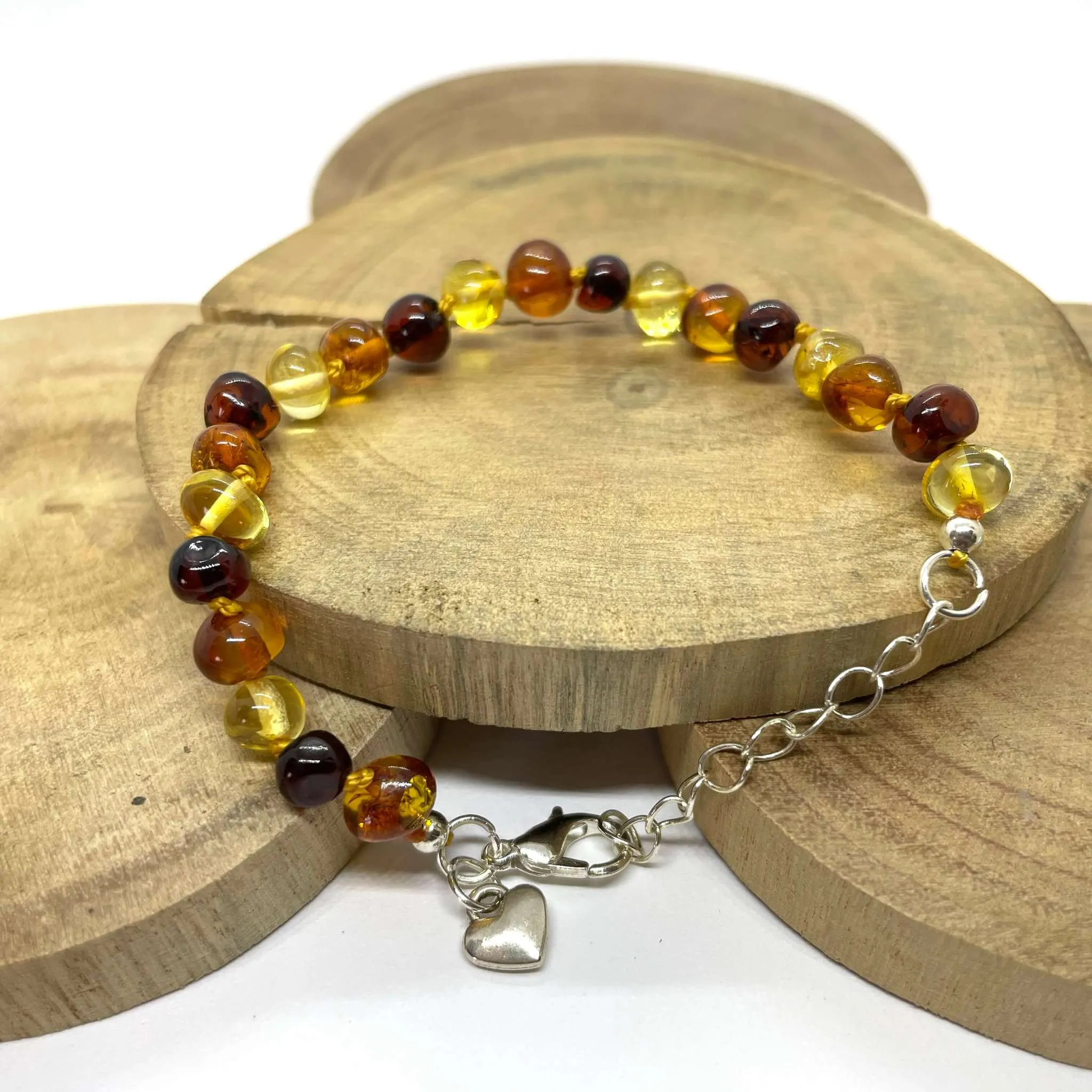 Mixed Coloured Baroque Style Amber Bracelet