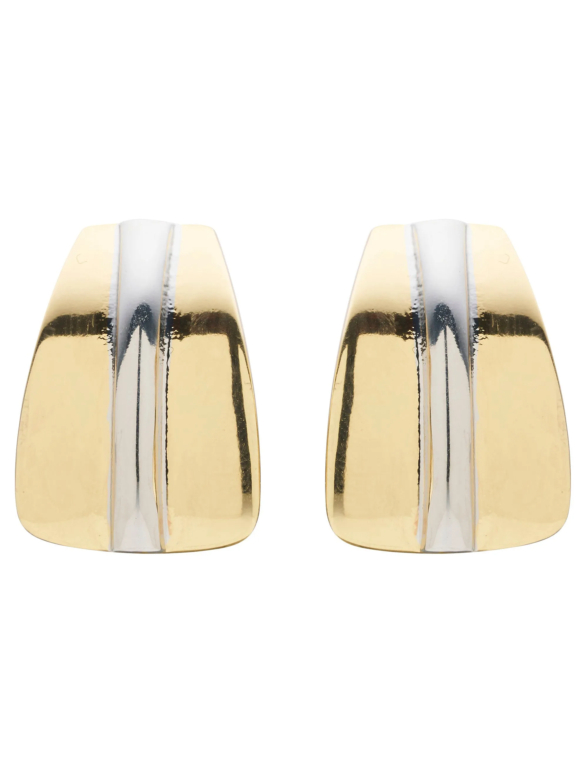 MODERN TWO TONE CLIP ON EARRINGS