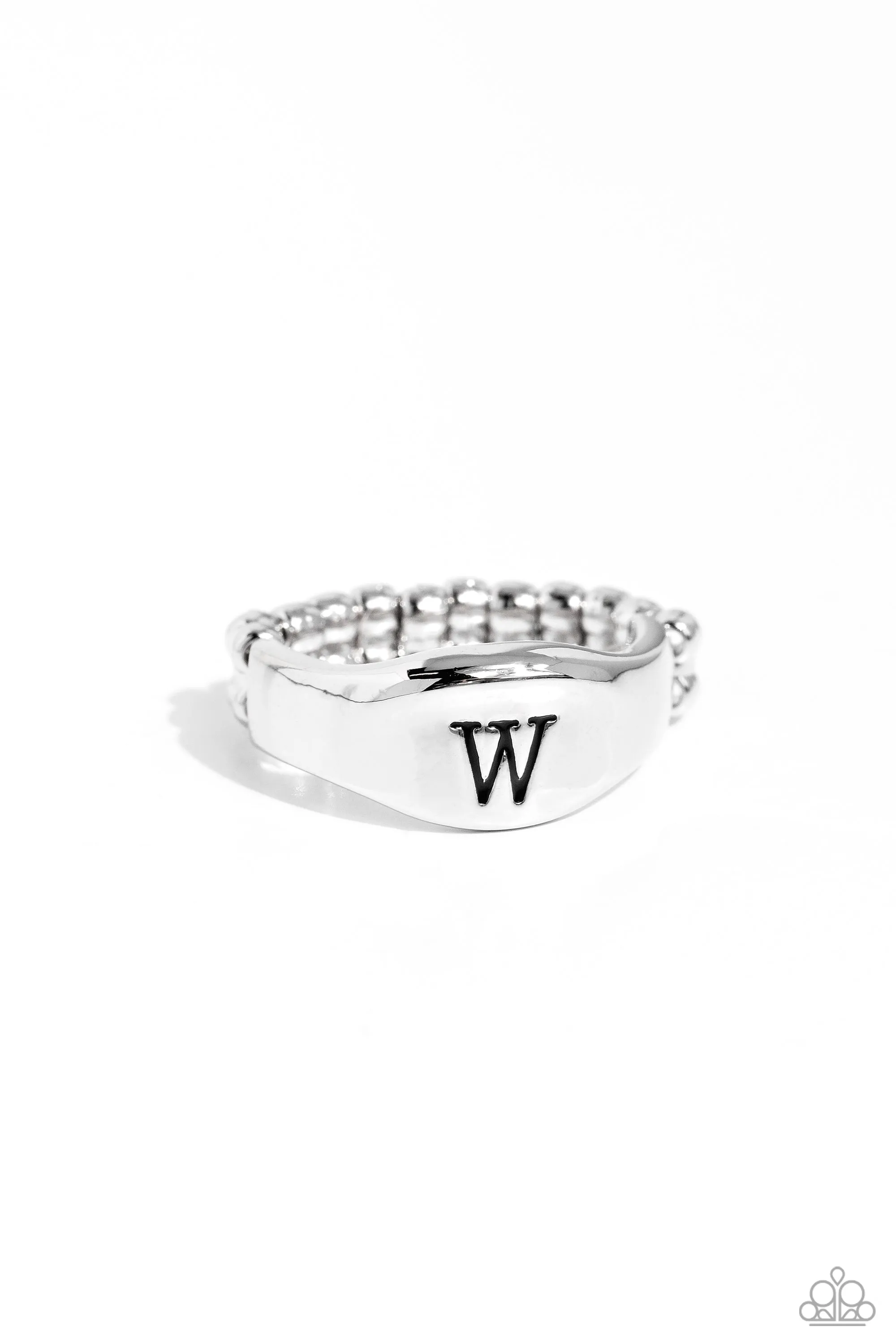Monogram Memento - Silver - W - Paparazzi Ring