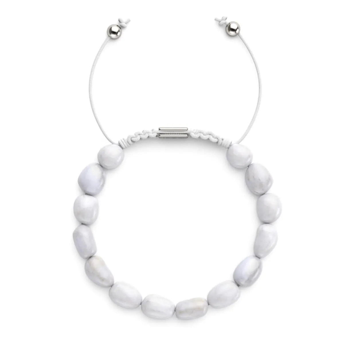 Moonstone | Silver | Gemstone Pebble Macrame Bracelet