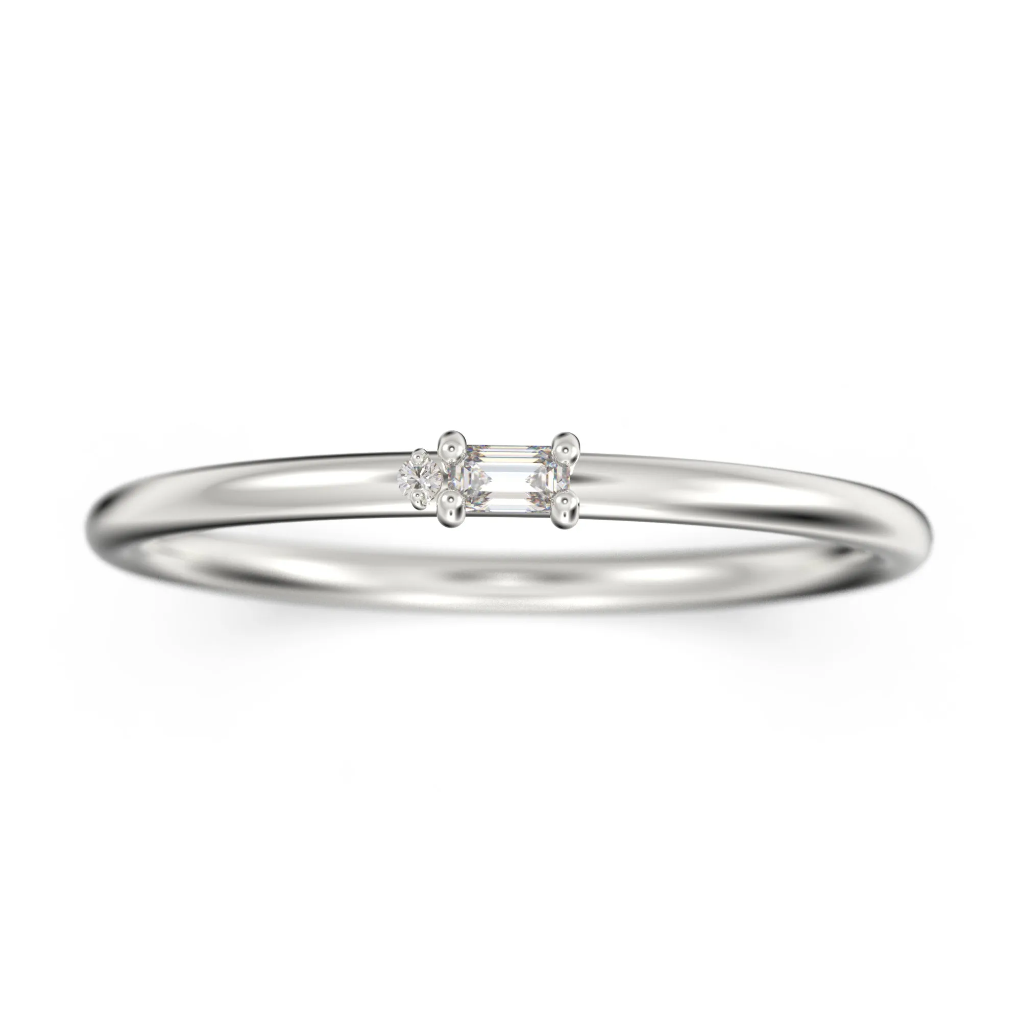 Morse Code Rings 0.07 ct Moissanite Diamond 18K Gold Over Silver