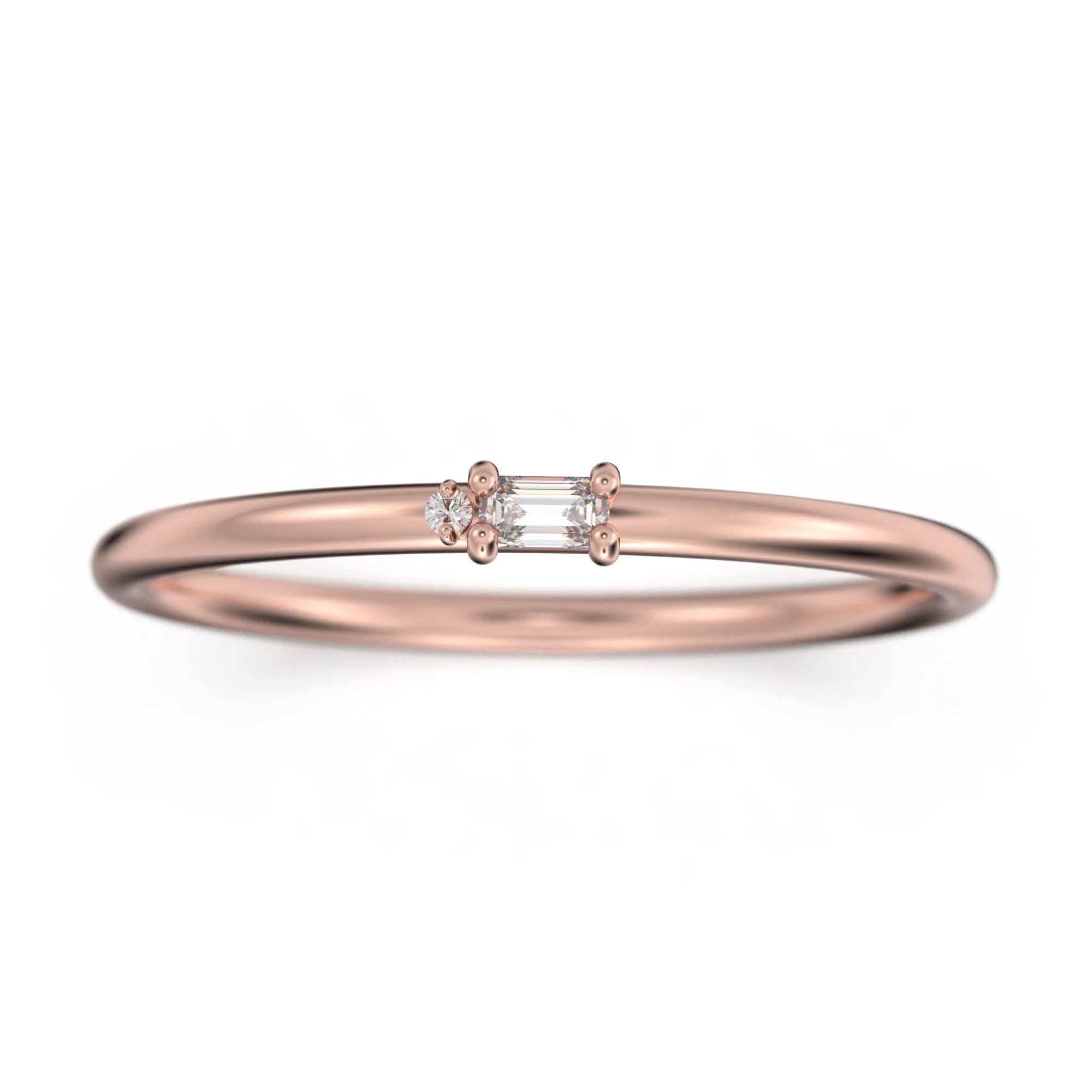 Morse Code Rings 0.07 ct Moissanite Diamond 18K Gold Over Silver