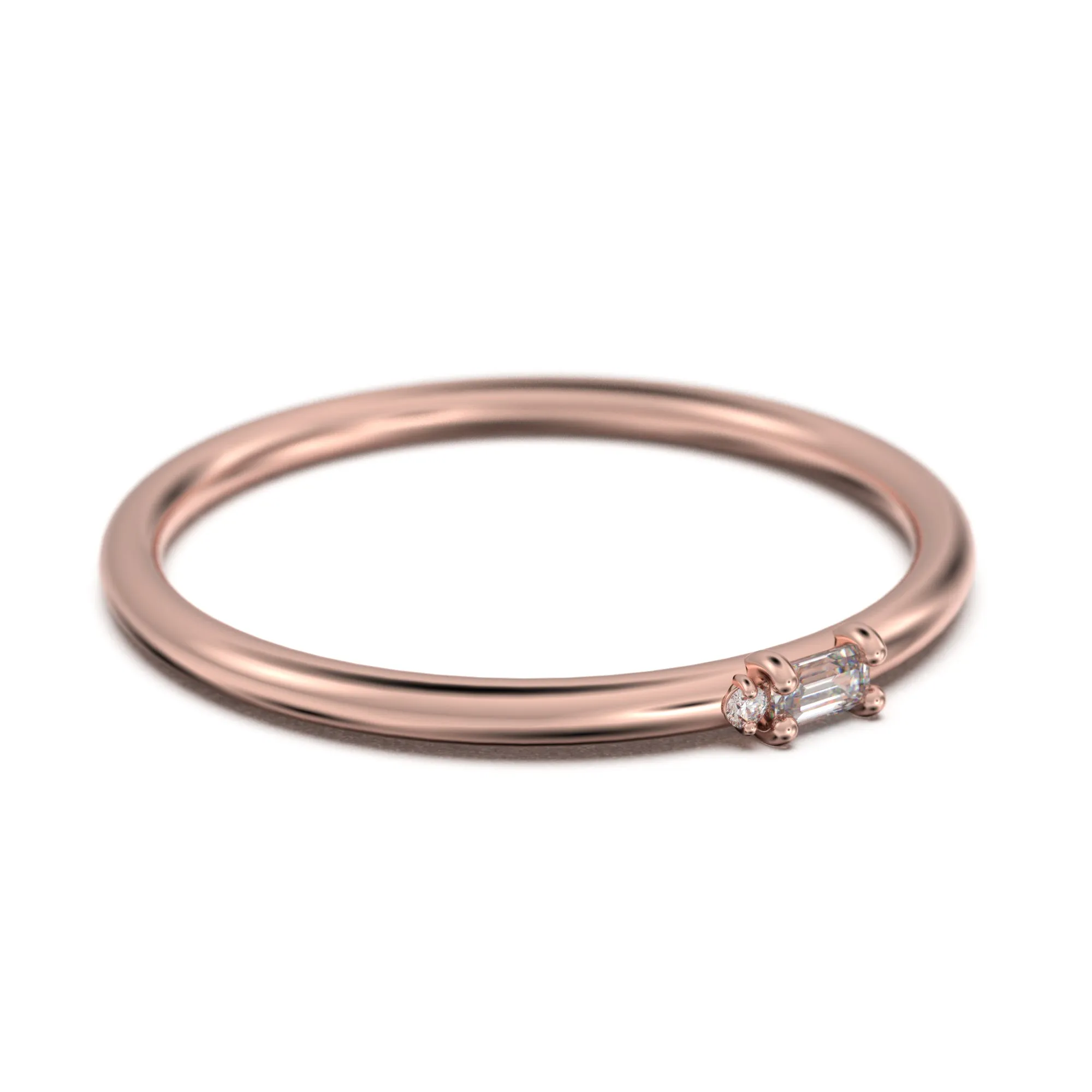 Morse Code Rings 0.07 ct Moissanite Diamond 18K Gold Over Silver