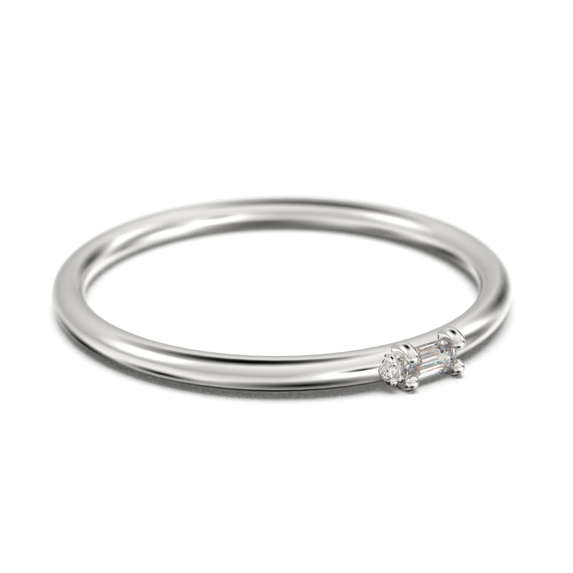 Morse Code Rings 0.07 ct Moissanite Diamond 18K Gold Over Silver