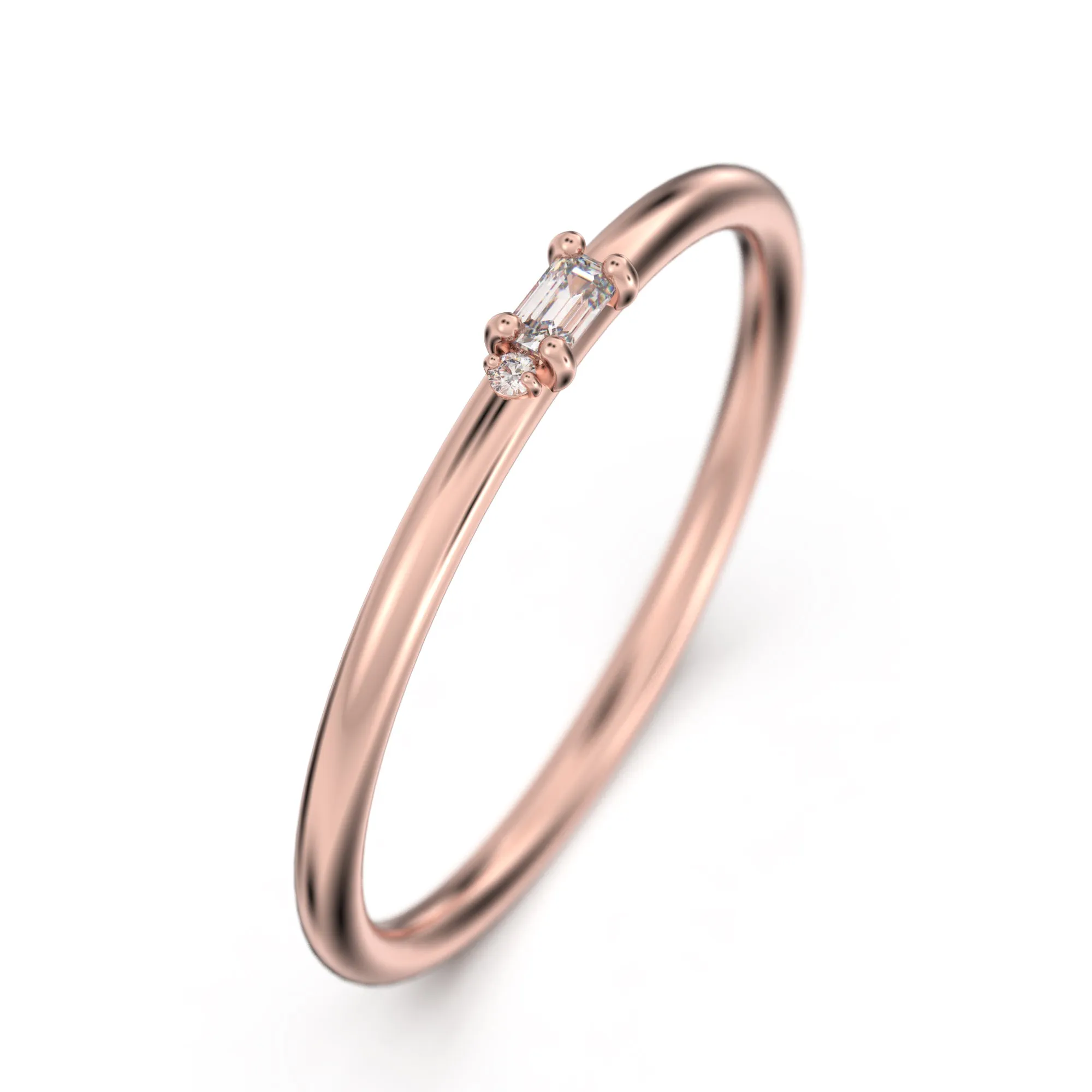 Morse Code Rings 0.07 ct Moissanite Diamond 18K Gold Over Silver