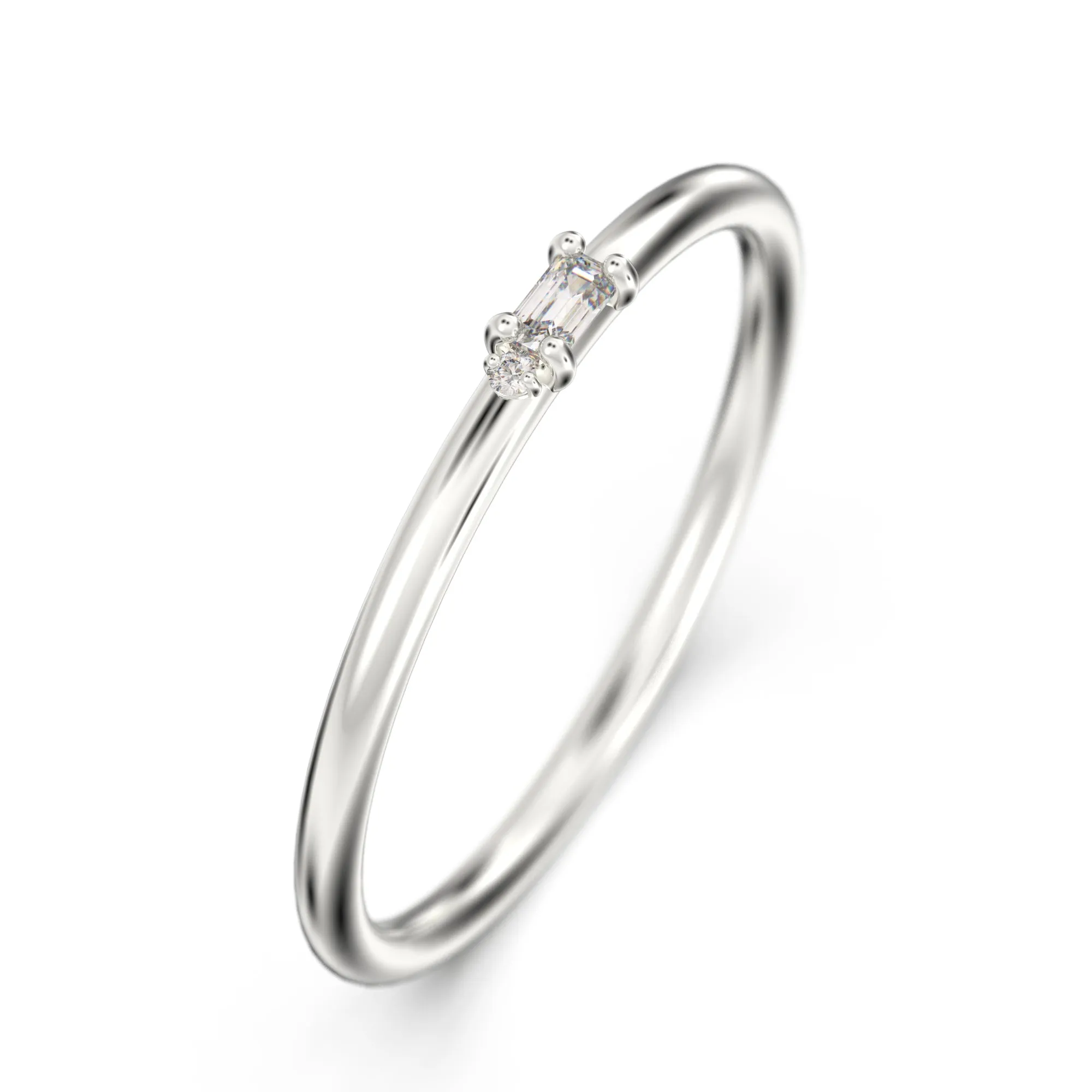 Morse Code Rings 0.07 ct Moissanite Diamond 18K Gold Over Silver