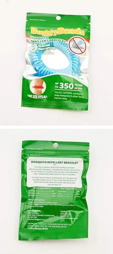 Mosquito Bracelets, 12 Pack Individually Wrapped, DEET Free, Natural and Waterproof Band