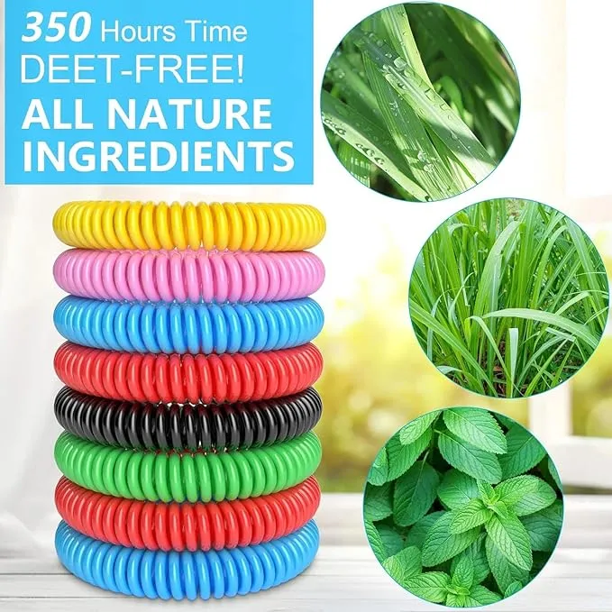 Mosquito Bracelets, 36 Pack Individually Wrapped Wristbands, DEET Free, Natural and Waterproof Bands, Camping Travel Essentials