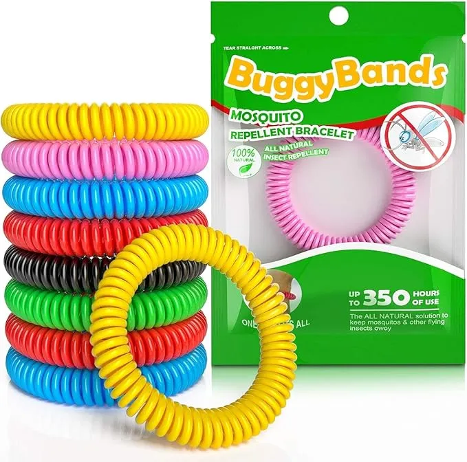 Mosquito Bracelets, 36 Pack Individually Wrapped Wristbands, DEET Free, Natural and Waterproof Bands, Camping Travel Essentials