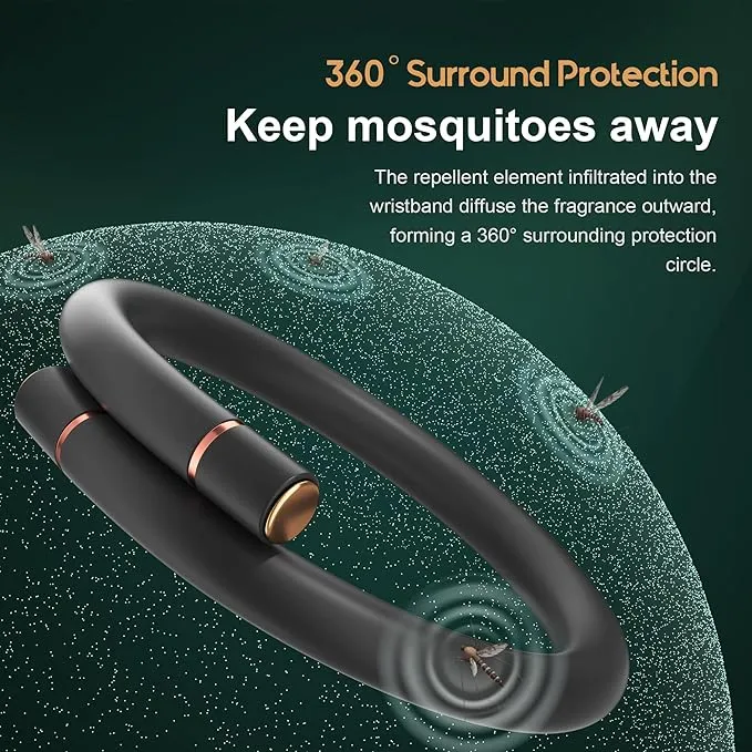 Mosquito Bracelets, Insect & Pest Mosquito Bands for Adults and Kids, DEET Free, Mosquito Wristbands Outdoor Patio Hiking Camping Gear Must Haves (10 Replacement Cores - Black)