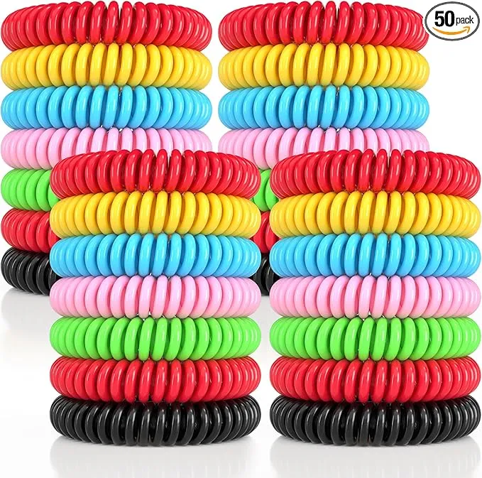 Mosquito Repellent Bracelets, 50 Pack DEET-Free Mosquito Bands for Adults and Kids, Individually Wrapped Waterproof Repellent Wristbands