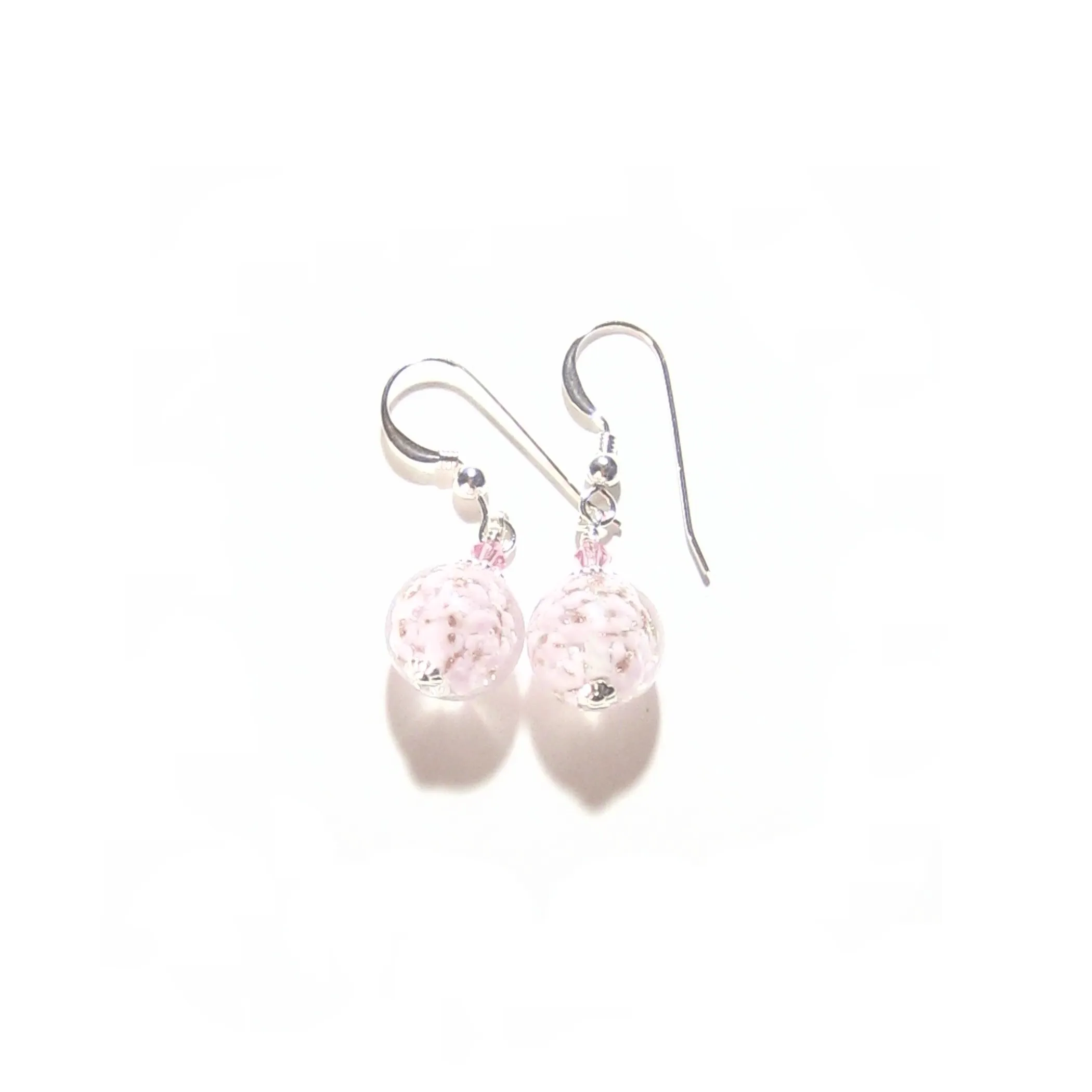 Murano Glass Pale Pink Ball Sterling Silver Earrings