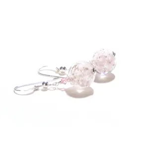 Murano Glass Pale Pink Ball Sterling Silver Earrings